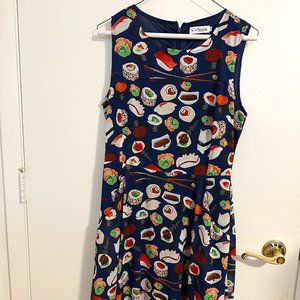 Sushi Printed Dress, Size M